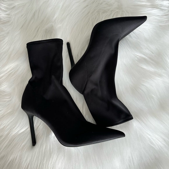 Zara NEW Fabric Heeled Ankle Boots - Picture 2 of 8